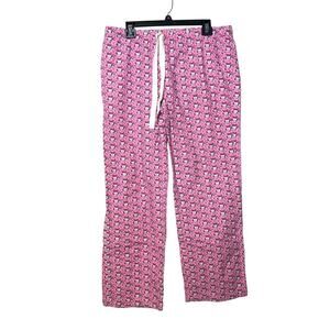 Vineyard. Vines Pink Reindeer Whale Christmas Flannel Lounge Pants Medium